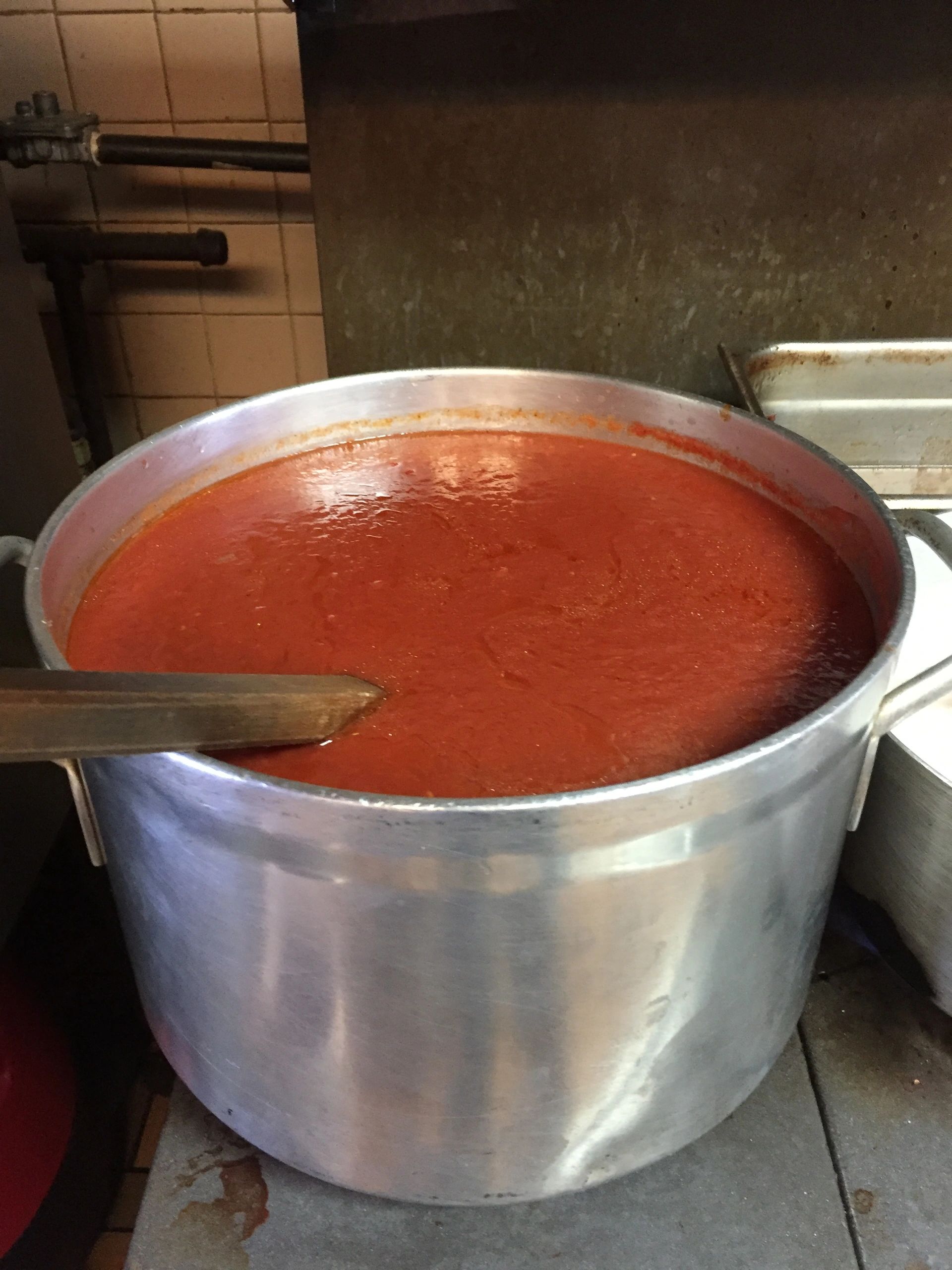 Family kitchen at Little Joe's preparing fresh Italian beef